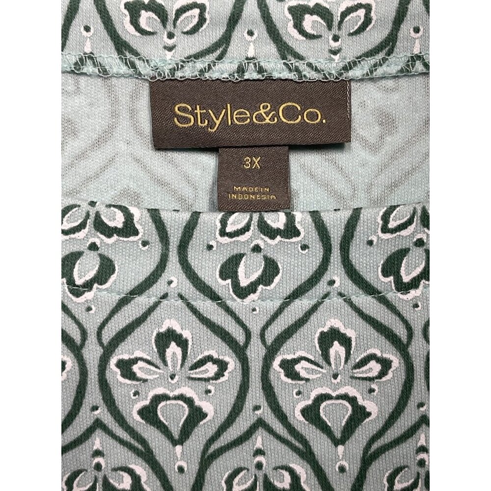 Style & Co Plus 3X Minty Turquoise Elbow Sleeve Tee Shirt 60% Cotton 40% Polyest - Picture 7 of 9
